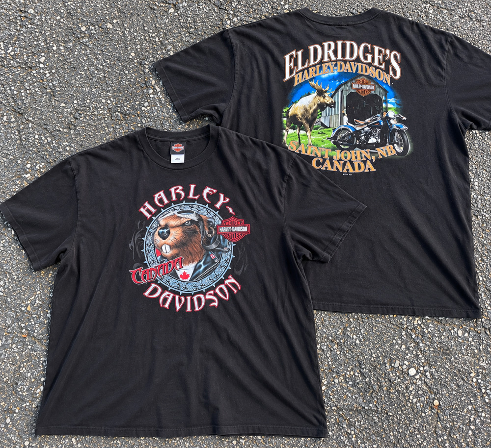 Harley Davidson Canada Beaver T Shirt 4XL Saint John NB Double Sided Biker